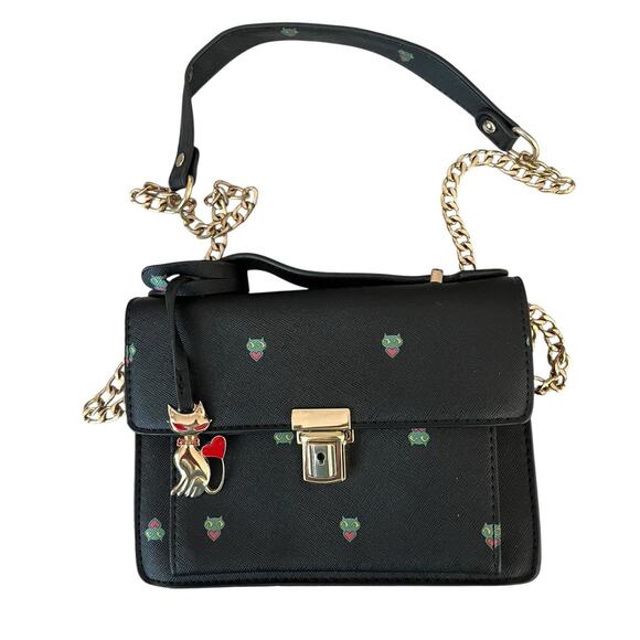 Idea Win Korean Design Shoulder Bag Vegan Gold Tone Cat Key Chain Whimsical - Picture 1 of 9